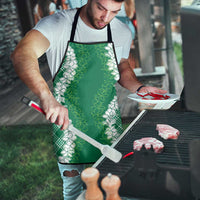 Hawaii Aloha Plumeria Lei Green Palaka Apron - Polynesian Pride