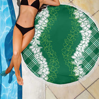 Hawaii Aloha Plumeria Lei Green Palaka Beach Blanket - Polynesian Pride