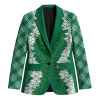 Hawaii Aloha Plumeria Lei Green Palaka Blazer - Polynesian Pride