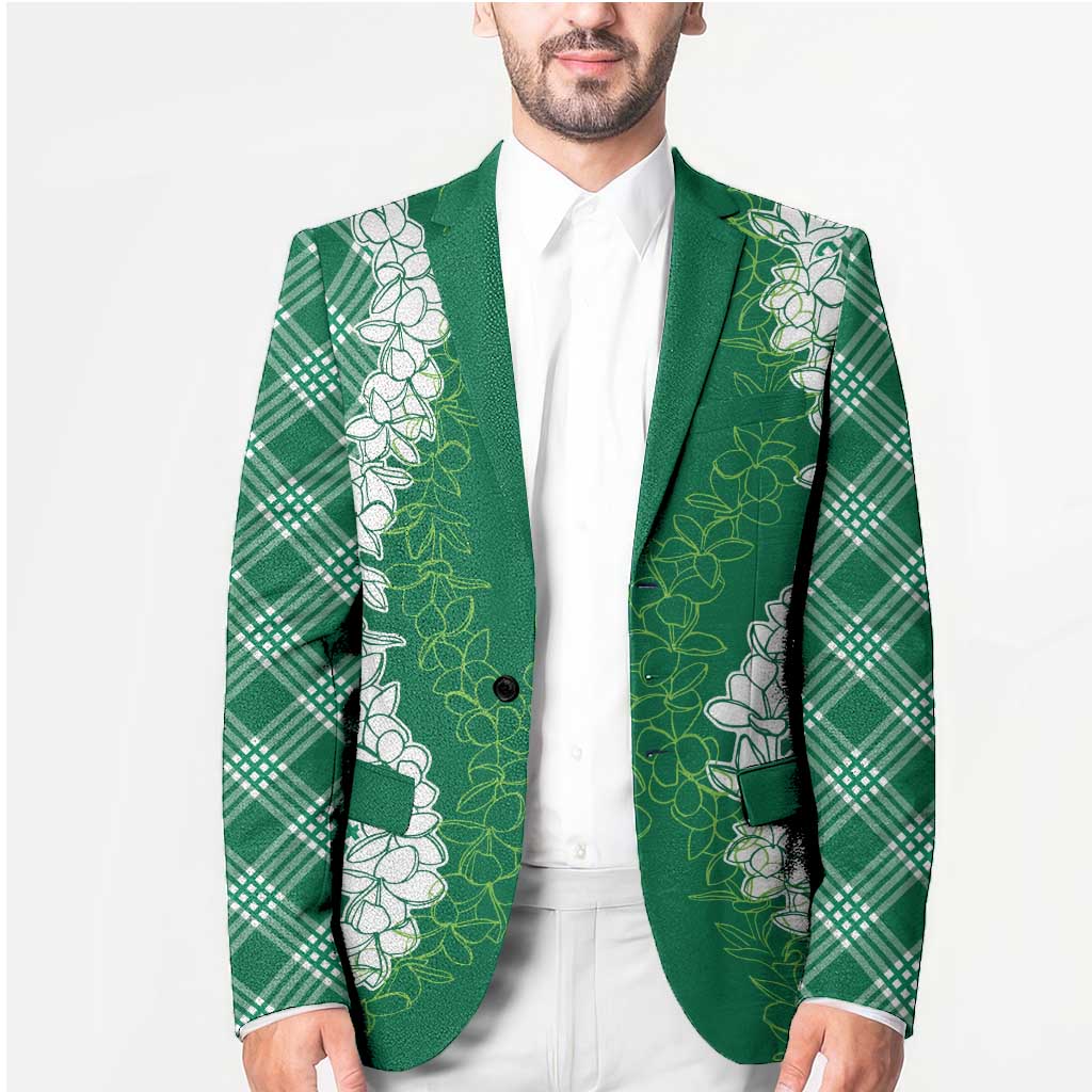 Hawaii Aloha Plumeria Lei Green Palaka Blazer - Polynesian Pride