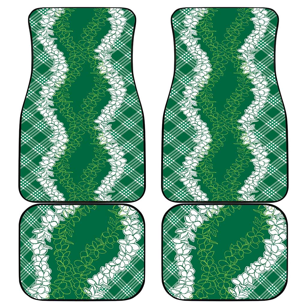 Hawaii Aloha Plumeria Lei Green Palaka Car Mats - Polynesian Pride