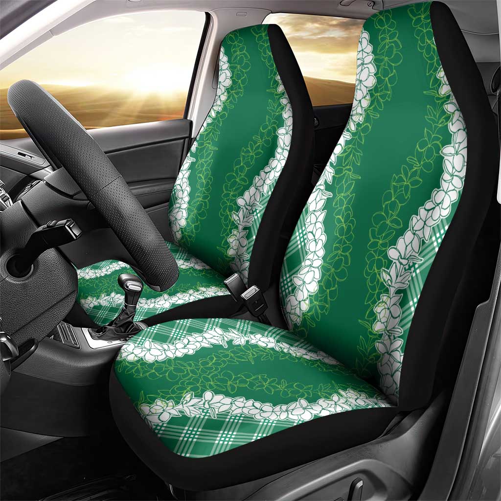 Hawaii Aloha Plumeria Lei Green Palaka Car Seat Cover - Polynesian Pride