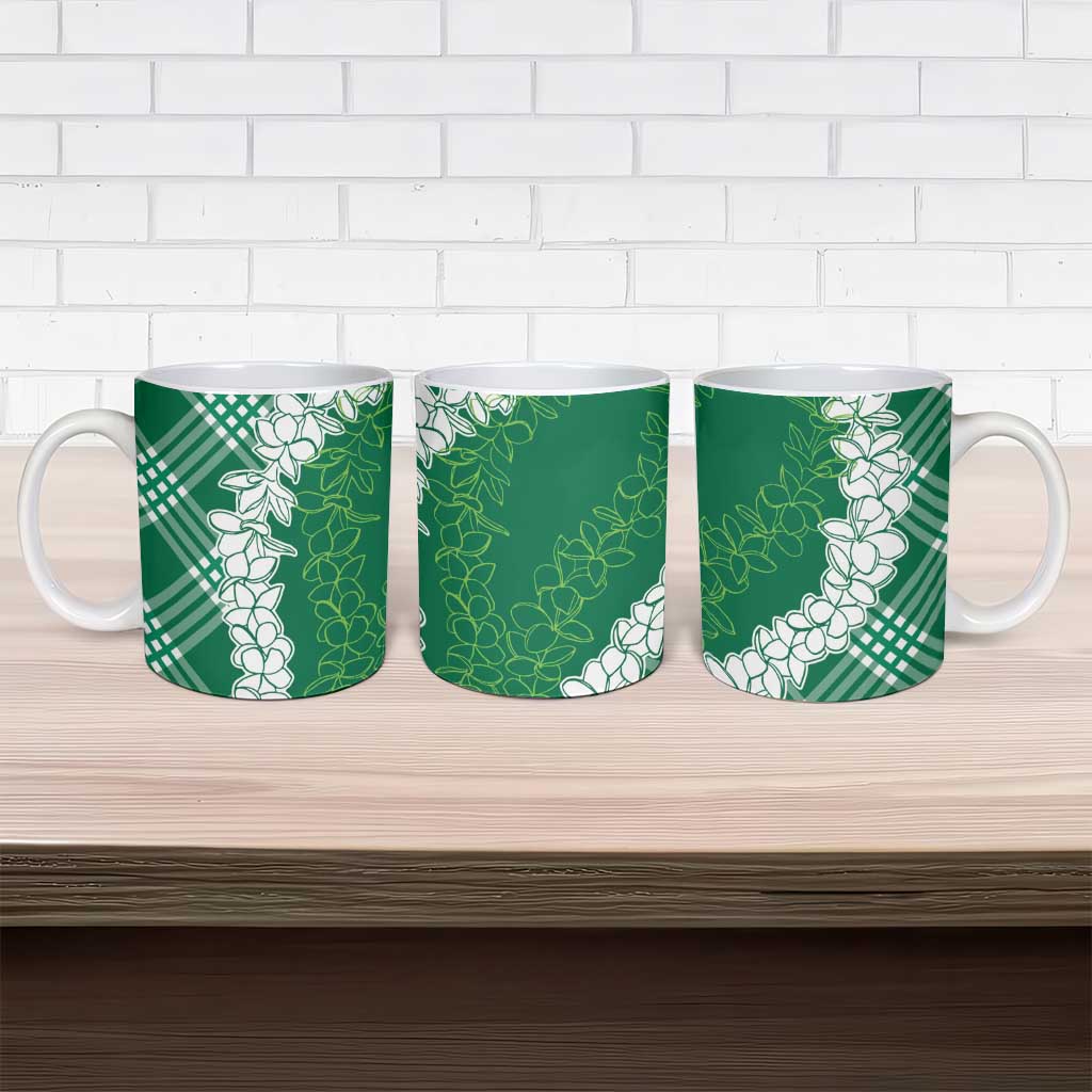 Hawaii Aloha Plumeria Lei Green Palaka Ceramic Mug - Polynesian Pride