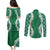 Hawaii Aloha Plumeria Lei Green Palaka Couples Matching Puletasi and Long Sleeve Button Shirt - Polynesian Pride