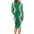 Hawaii Aloha Plumeria Lei Green Palaka Family Matching Long Sleeve Bodycon Dress and Hawaiian Shirt - Polynesian Pride