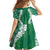 Hawaii Aloha Plumeria Lei Green Palaka Family Matching Off The Shoulder Long Sleeve Dress and Hawaiian Shirt - Polynesian Pride