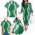 Hawaii Aloha Plumeria Lei Green Palaka Family Matching Off The Shoulder Long Sleeve Dress and Hawaiian Shirt - Polynesian Pride