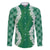 Hawaii Aloha Plumeria Lei Green Palaka Family Matching Off The Shoulder Long Sleeve Dress and Hawaiian Shirt - Polynesian Pride