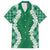 Hawaii Aloha Plumeria Lei Green Palaka Family Matching Off Shoulder Short Dress and Hawaiian Shirt - Polynesian Pride