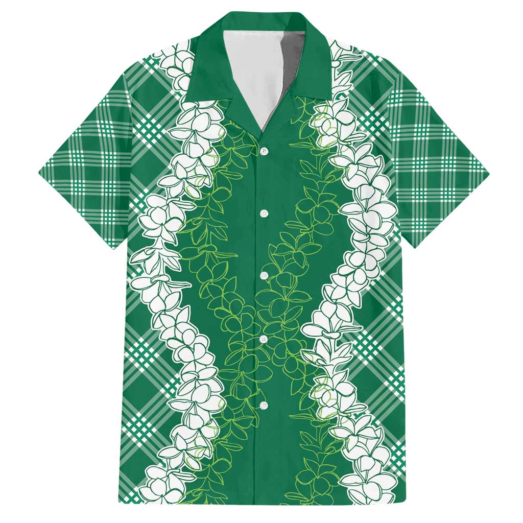 Hawaii Aloha Plumeria Lei Green Palaka Hawaiian Shirt - Polynesian Pride