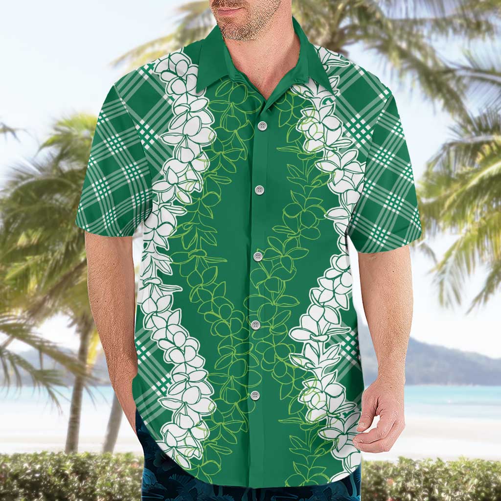 Hawaii Aloha Plumeria Lei Green Palaka Hawaiian Shirt - Polynesian Pride