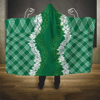 Hawaii Aloha Plumeria Lei Green Palaka Hooded Blanket - Polynesian Pride