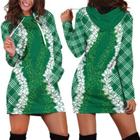 Hawaii Aloha Plumeria Lei Green Palaka Hoodie Dress - Polynesian Pride