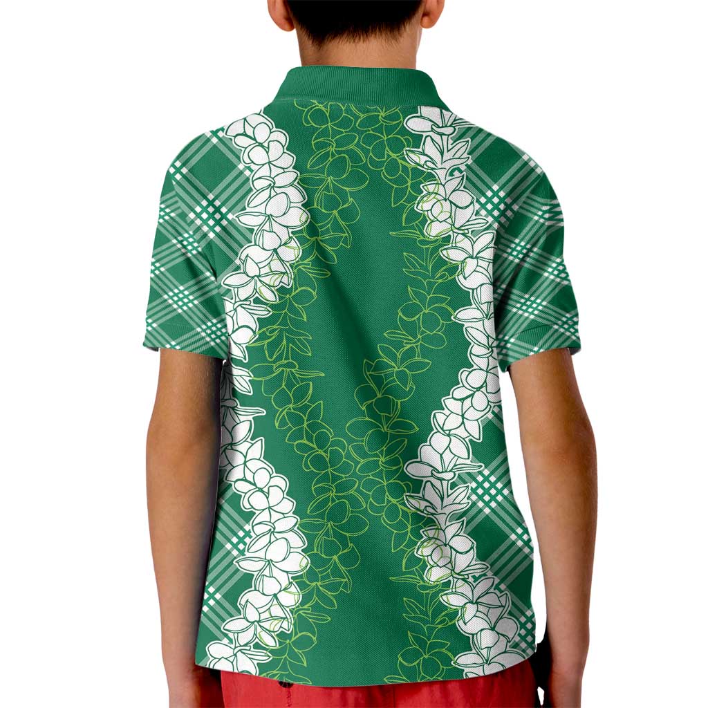Hawaii Aloha Plumeria Lei Green Palaka Kid Polo Shirt - Polynesian Pride