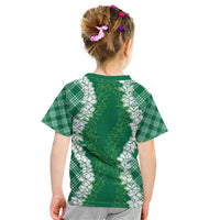 Hawaii Aloha Plumeria Lei Green Palaka Kid T Shirt - Polynesian Pride