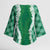 Hawaii Aloha Plumeria Lei Green Palaka Kimono Sleeve Blouse - Polynesian Pride