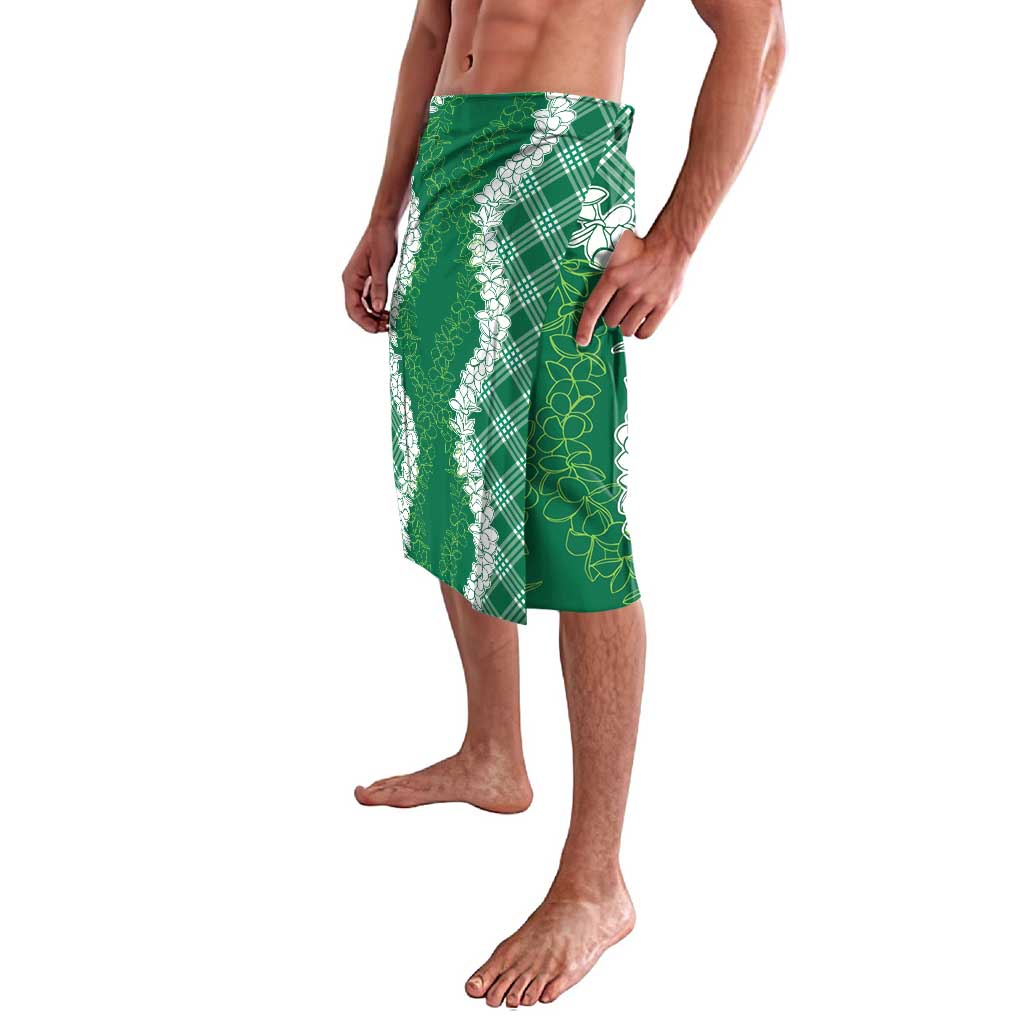 Hawaii Aloha Plumeria Lei Green Palaka Lavalava - Polynesian Pride