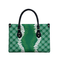 Hawaii Aloha Plumeria Lei Green Palaka Leather Bag - Polynesian Pride
