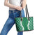 Hawaii Aloha Plumeria Lei Green Palaka Leather Tote Bag - Polynesian Pride