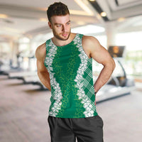 Hawaii Aloha Plumeria Lei Green Palaka Men Tank Top LT7 Green - Polynesian Pride
