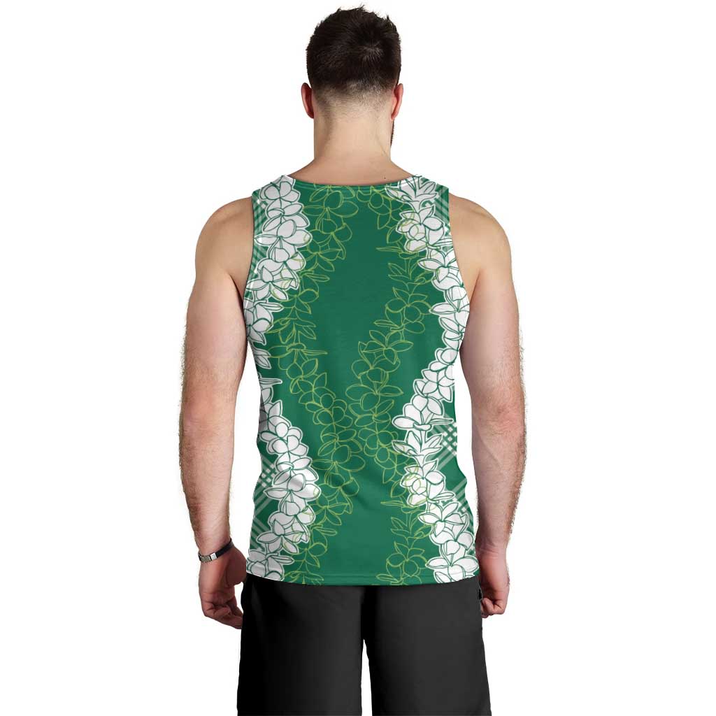 Hawaii Aloha Plumeria Lei Green Palaka Men Tank Top LT7 - Polynesian Pride