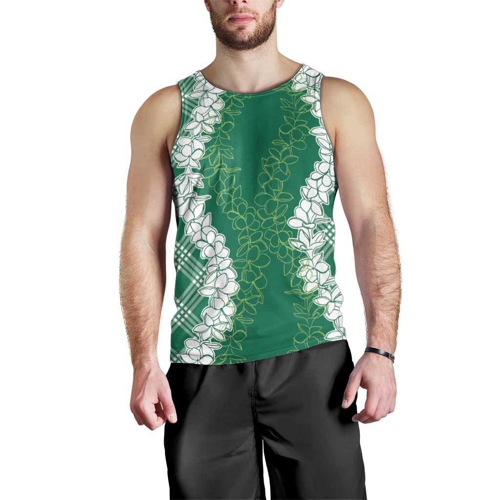 Hawaii Aloha Plumeria Lei Green Palaka Men Tank Top LT7 - Polynesian Pride