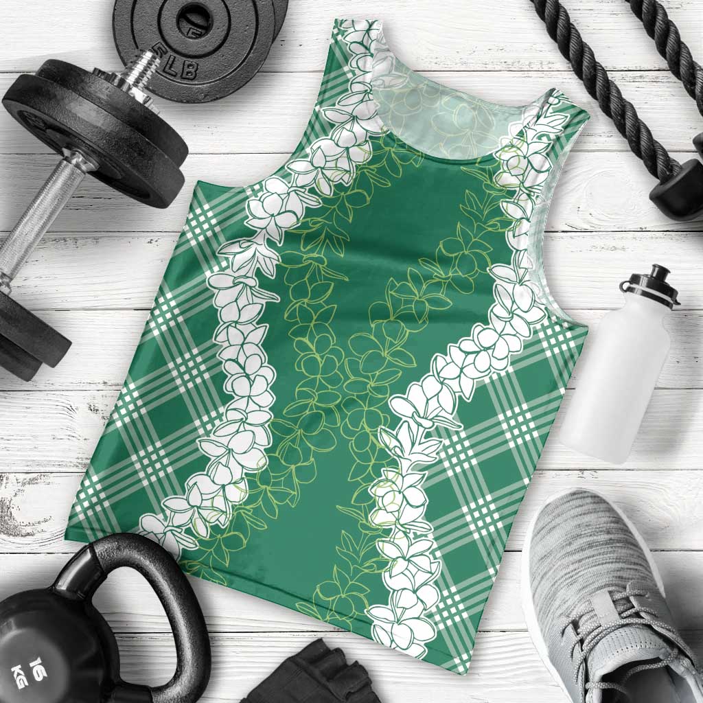Hawaii Aloha Plumeria Lei Green Palaka Men Tank Top LT7 - Polynesian Pride
