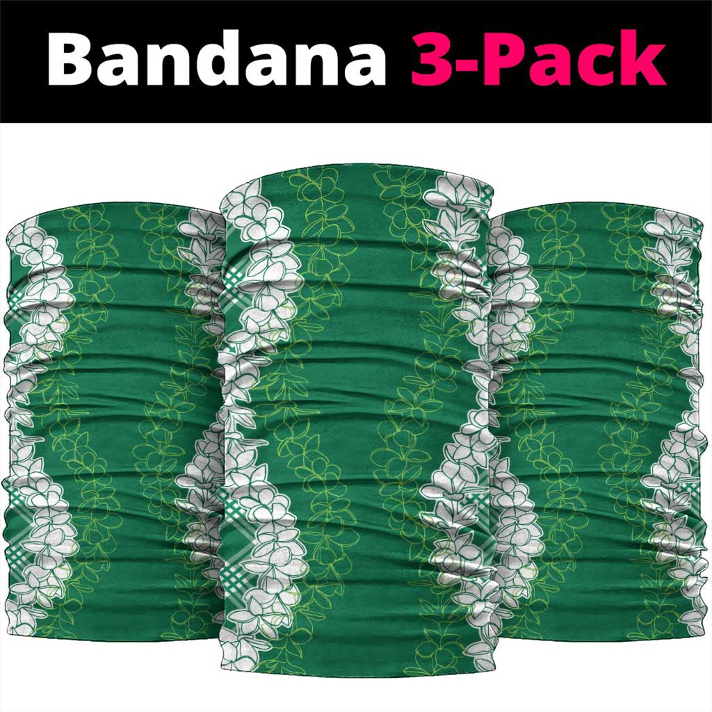 Hawaii Aloha Plumeria Lei Green Palaka Neck Gaiter - Polynesian Pride