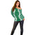 Hawaii Aloha Plumeria Lei Green Palaka Off Shoulder Sweater - Polynesian Pride