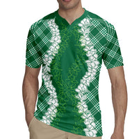 Hawaii Aloha Plumeria Lei Green Palaka Rugby Jersey - Polynesian Pride