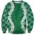 Hawaii Aloha Plumeria Lei Green Palaka Sweatshirt - Polynesian Pride
