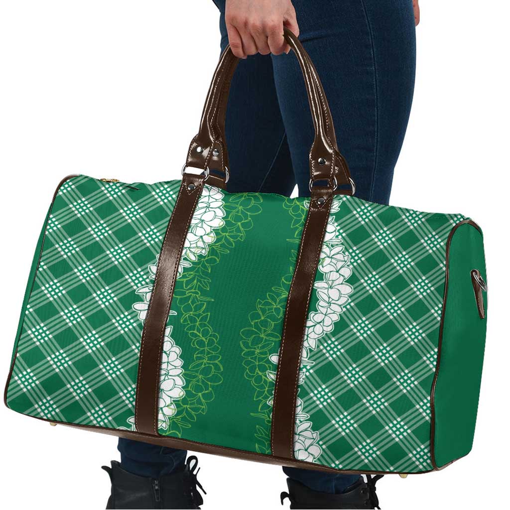 Hawaii Aloha Plumeria Lei Green Palaka Travel Bag - Polynesian Pride
