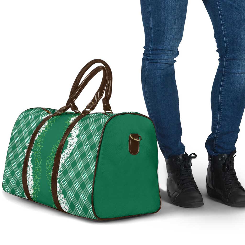Hawaii Aloha Plumeria Lei Green Palaka Travel Bag - Polynesian Pride