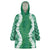 Hawaii Aloha Plumeria Lei Green Palaka Wearable Blanket Hoodie - Polynesian Pride