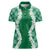 Hawaii Aloha Plumeria Lei Green Palaka Women Polo Shirt - Polynesian Pride