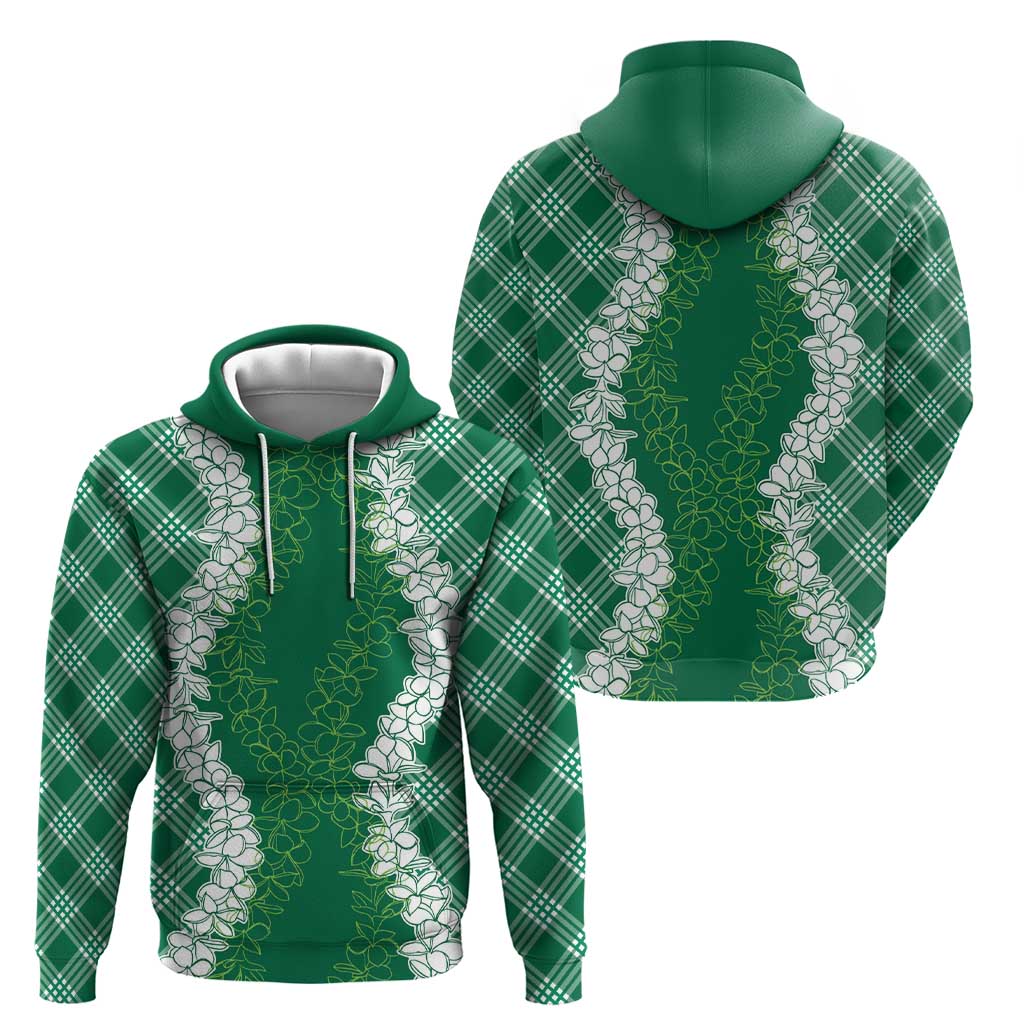 Hawaii Aloha Plumeria Lei Green Palaka Zip Hoodie - Polynesian Pride