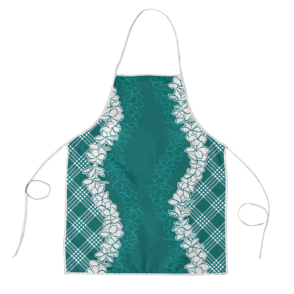 Hawaii Aloha Plumeria Lei Teal Palaka Apron - Polynesian Pride