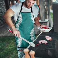 Hawaii Aloha Plumeria Lei Teal Palaka Apron - Polynesian Pride