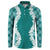 Hawaii Aloha Plumeria Lei Teal Palaka Button Sweatshirt - Polynesian Pride