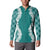 Hawaii Aloha Plumeria Lei Teal Palaka Button Sweatshirt - Polynesian Pride