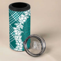 Hawaii Aloha Plumeria Lei Teal Palaka 4 in 1 Can Cooler Tumbler - Polynesian Pride