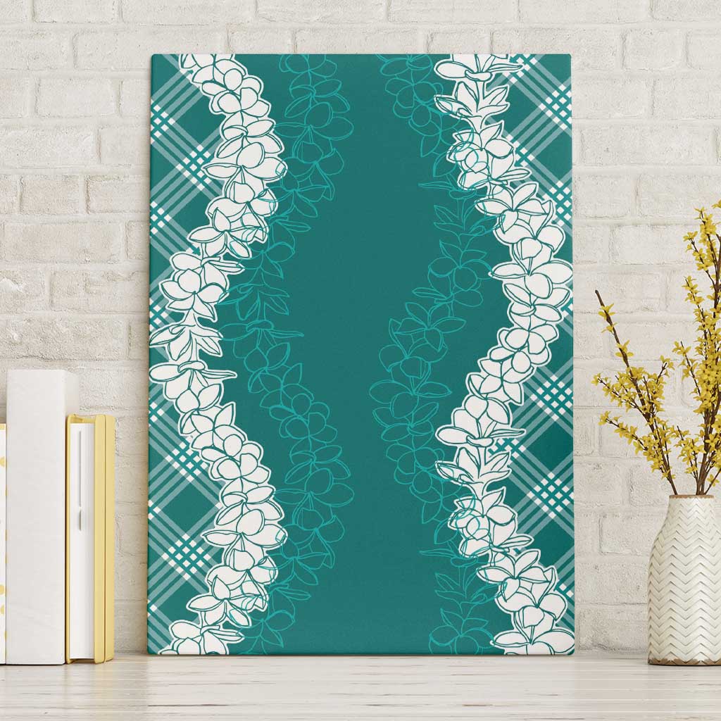 Hawaii Aloha Plumeria Lei Teal Palaka Canvas Wall Art - Polynesian Pride