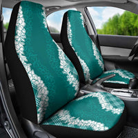 Hawaii Aloha Plumeria Lei Teal Palaka Car Seat Cover - Polynesian Pride