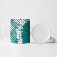 Hawaii Aloha Plumeria Lei Teal Palaka Ceramic Mug - Polynesian Pride