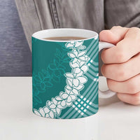 Hawaii Aloha Plumeria Lei Teal Palaka Ceramic Mug - Polynesian Pride