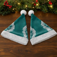 Hawaii Aloha Plumeria Lei Teal Palaka Christmas Santa Hat - Polynesian Pride
