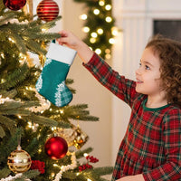 Hawaii Aloha Plumeria Lei Teal Palaka Christmas Stocking - Polynesian Pride