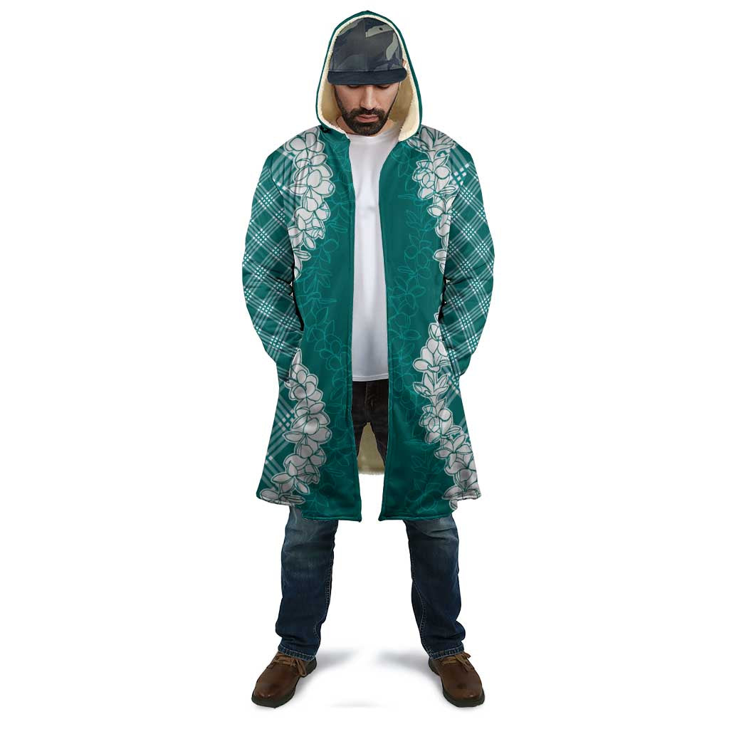 Hawaii Aloha Plumeria Lei Teal Palaka Cloak - Polynesian Pride