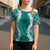 Hawaii Aloha Plumeria Lei Teal Palaka Cross Shoulder Shirt - Polynesian Pride