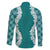 Hawaii Aloha Plumeria Lei Teal Palaka Family Matching Off The Shoulder Long Sleeve Dress and Hawaiian Shirt - Polynesian Pride